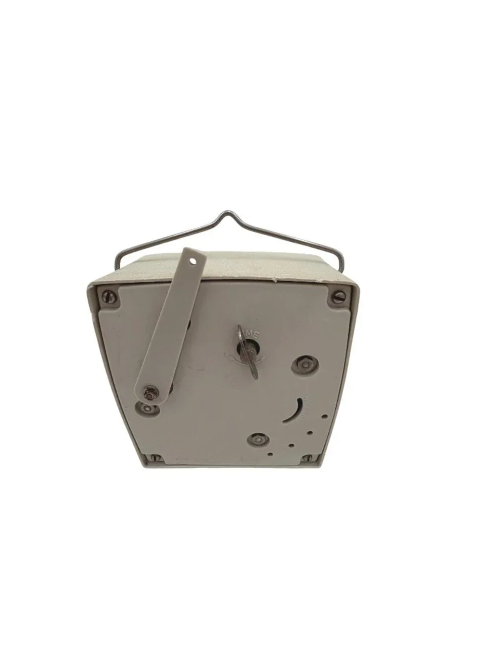 Vintage Square Windup Timer Beige Metal Housing Retro Photo Room Alarm - Picture 3 of 6